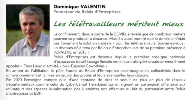 Relais d’Entreprises – Ruralité "Télétravailleurs, ils arrivent ! Comment éviter qu’ils ne repartent ?"