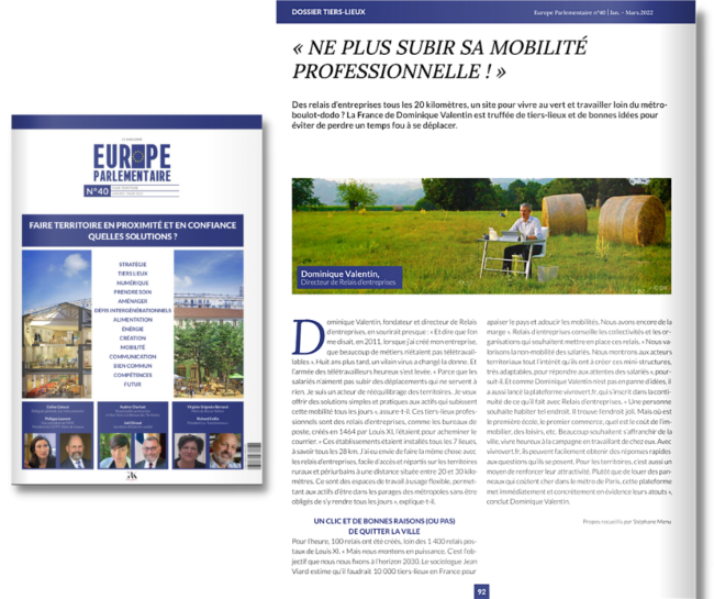 relais_d_entreprises_europe_parlementaire "Ne plus subir sa mobilité professionnelle" Relais d'Entreprises en honneur sur le magazine " Europe Parlementaire "