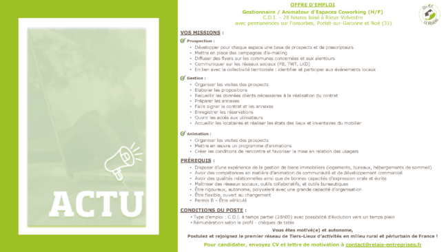 Offre emploi RE_Gestionnaire Animateur Coworking_05 2022