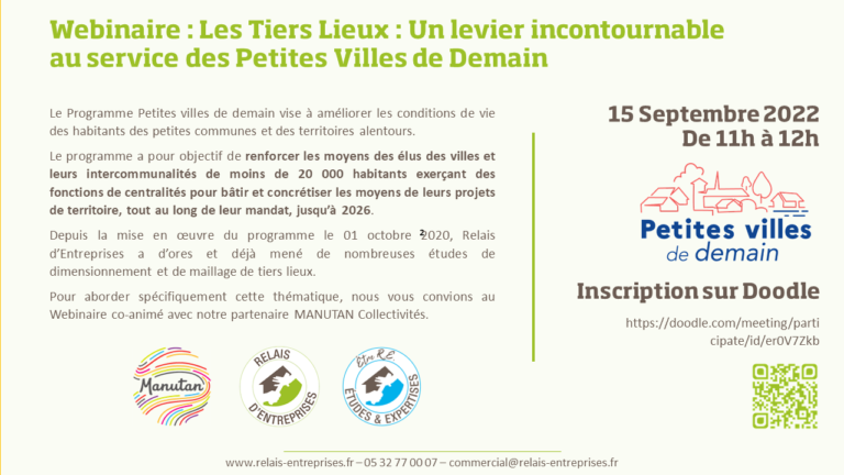 webinaire : Les Tiers Lieux : Un levier incontournable au service des Petites Villes de Demain